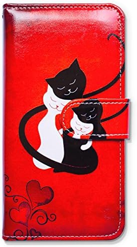 2021 מקרה [לא מתאים גרם לשחק 2020], שחור חתול לבן חתול אדום עור להעיף טלפון מקרה ארנק כיסוי עם כרטיס חריץ